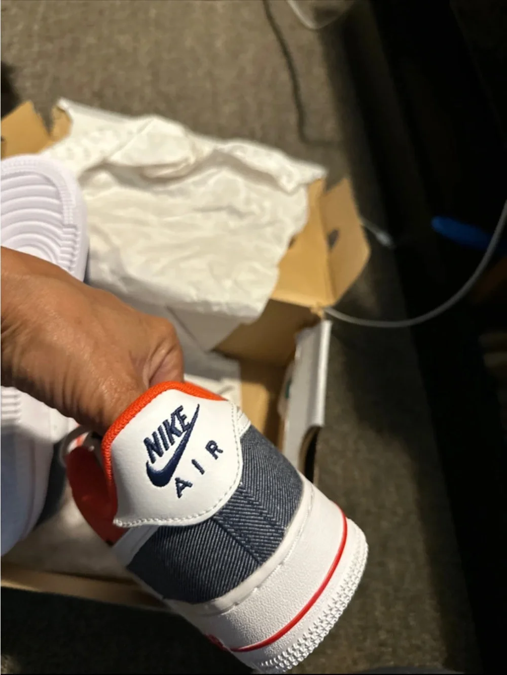 Nike Kids Air Force 1 Low - White/Navy/Red
